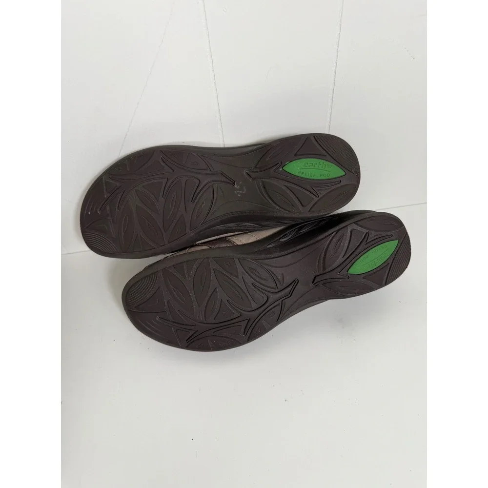 Earth Ocelot Taupe Metallic Bronze Leather Comfort Mary Jane Flats Shoes 8